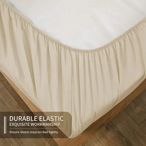 Miniatura 5 de EaseHome Juego de sábanas beige tamaño completo con bolsillo profundo para colchón de 18 pulgadas, 4 piezas, colección de sábanas y fundas