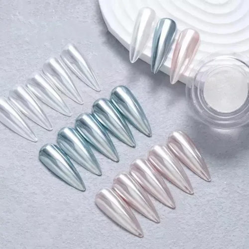 Miniatura 3 de Pretty Diva Polvo de Uñas Cromado Blanco - 1g Efecto Espejo Super Brillante de Luz Lunar Blanca, Polvo de Cromo para Uñas de Calidad de Salón, Luz