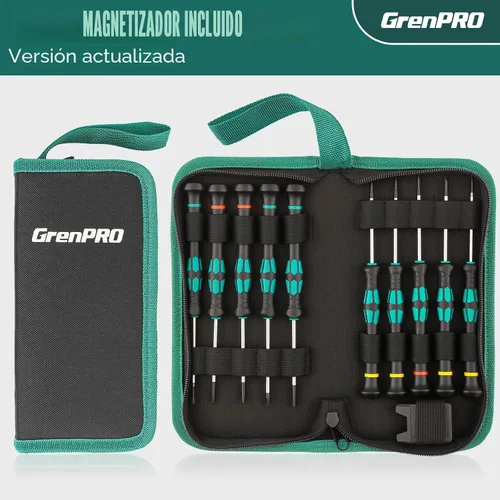 Miniatura 7 de GRENPRO Juego de destornilladores de precisión de 10 piezas, destornilladores magnéticos pequeños con Phillips, ranurados, Torx Star para lentes