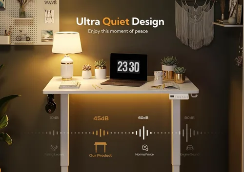 Miniatura 113 de Claiks Escritorio eléctrico de pie, escritorio de pie de altura ajustable, 63 x 24 pulgadas, escritorio de oficina en casa con tablero de empalme