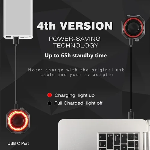 Miniatura 5 de WSDCAM Luz trasera inteligente para bicicleta, luz de freno de bicicleta, luz de freno automático, antirrobo, alarma de bicicleta con control