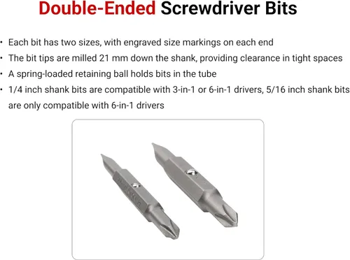 Miniatura 4 de TEKTON 3 en 1 Stubby Phillips/Slotted Multi-Bit Driver (#2 x 1/4 in., Negro) DMT13002