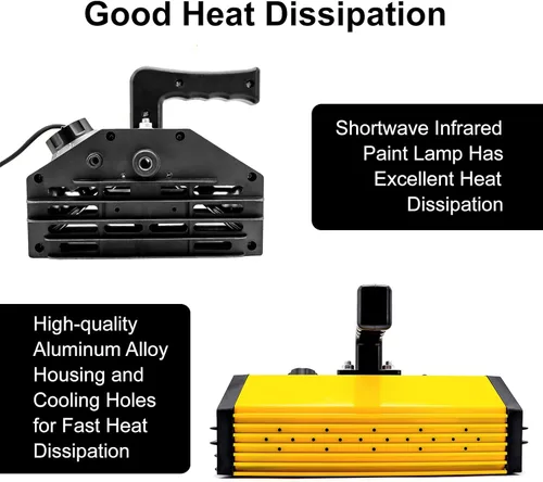 Miniatura 5 de Lámpara de curado de pintura infrarroja portátil de mano, 1000 W, 110 V, luz de calor de pintura infrarroja de onda corta con temporizador de 0 a 90