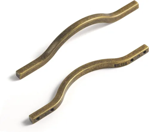 Goo-Ki Tiradores de gabinete de latón antiguo de perfil bajo, centros de doble agujero (3.8''/5''), manija de aleación de zinc para cajón, armario,