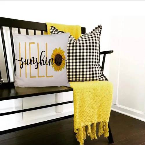 Miniatura 4 de RABUSOFA Hello Sunshine Quote - Fundas de almohada de girasol, primavera y verano, funda de cojín decorativa de temporada para exteriores