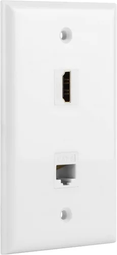 Miniatura 7 de Placa de pared Ethernet coaxial HDMI, 1 puerto Cat 6 RJ45, 1 puerto de TV coaxial tipo F y placa de pared Keystone HDMI de 2 puertos