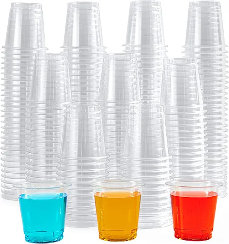 Miniatura 10 de Lilymicky Paquete de 1000 vasos de chupito de plástico de 1 oz, vasos desechables transparentes de 1 onza para vodka, whisky, tequila, mini