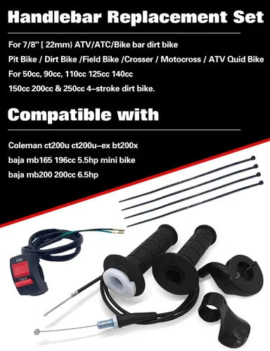 Miniatura 2 de Auto-Moto Puños de Acelerador del Manillar + Cable del Acelerador + Abrazadera de Carcasa del Acelerador para 50cc 79cc 125cc 250cc Moto de Cross