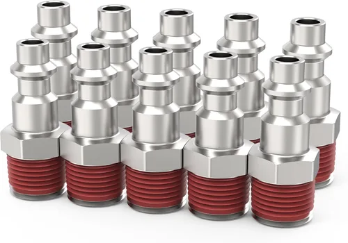 Miniatura 11 de ChillWaves Enchufe de aire industrial, enchufes neumáticos macho NPT de 1/4", accesorios para compresores de aire (paquete de 15)