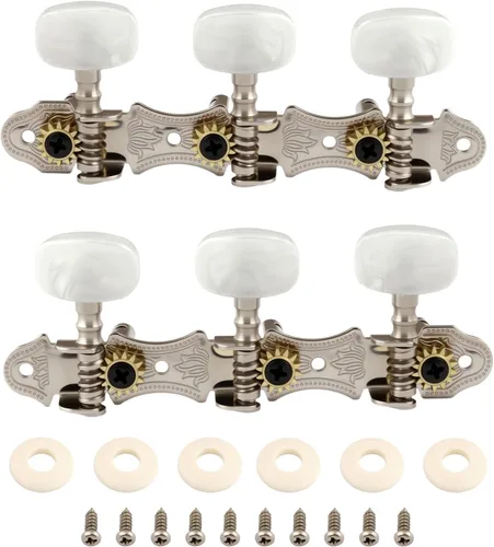 Miniatura 9 de 3 clavijas de afinación para guitarra chapadas en oro, llaves de afinación, afinadores de un solo agujero para guitarra clásica 3L 3R.