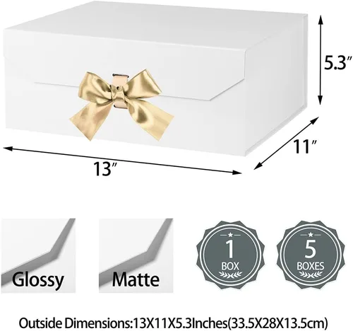 Miniatura 3 de GoooodGift Caja de regalo grande blanca de 13 x 11 x 5.3 pulgadas, caja de regalo con tapa cierre magnético, Navidad, cajas de regalo plegables
