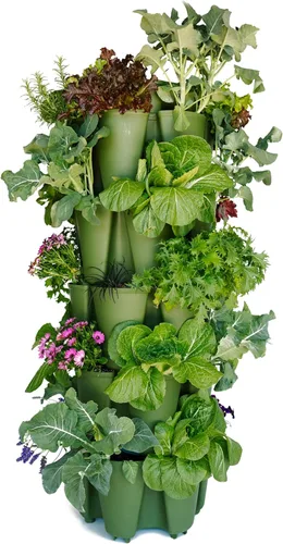 Greenstalk Maceta de jardín vertical grande patentada de 5 niveles con sistema de riego interno patentado, ideal para cultivar una variedad de