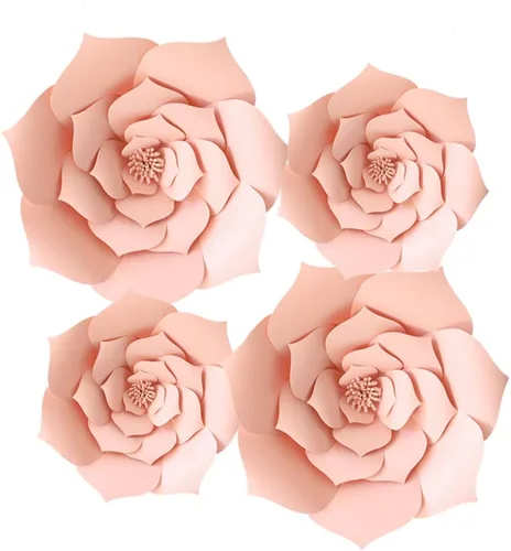 Miniatura 12 de Decoración de flores de papel gigantes para boda, fiesta, telón de fondo de flores, flores hechas a mano para guardería, decoración de pared de Crema