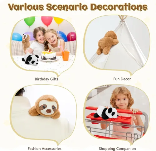 Miniatura 7 de Tezituor Juego de 2 juguetes magnéticos portátiles de peluche, imanes de hombro de 7 pulgadas, panda y perezoso, juego interactivo, regalo
