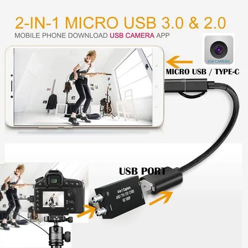 Miniatura 7 de Tarjeta de captura AHD con Loopout, 4 en 1 AHD/TVI/CVI/CVBS/AV/RCA a USB 3.0 Tarjeta de captura de video, tarjeta de captura CVBS de 1080P