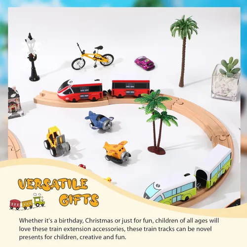 Miniatura 6 de Liliful Paquete de 8 paquetes de expansión de madera para vías de tren compatibles con la mayoría de las vías de tren