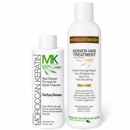 Set de alisado de cabello brasileño Keratina Tratamiento capilar Complejo de soplado Serie de oro con aceite de argán Fórmula probada y rápida