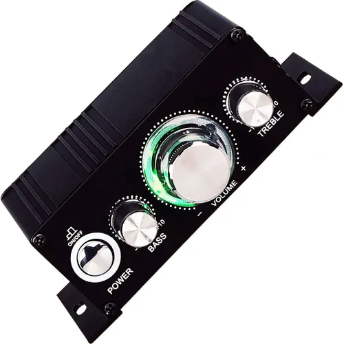 Generic Mini amplificador de potencia de audio digital de 2 canales para automóvil o MP3, 2 x 18 vatios por canal (12 VDC), perilla de volumen LED,