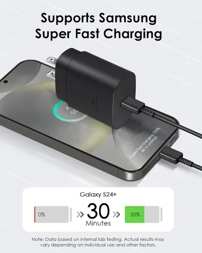 Miniatura 3 de AISNI Cargador USB C, paquete de 2 cargadores tipo C de 25 W, carga rápida con cable de carga USBC de 6 pies, carga de teléfono Android para Galaxy