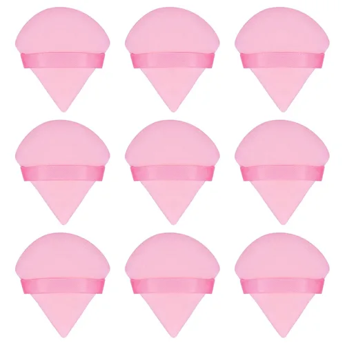 9 piezas de almohadillas triangulares para polvo, almohadillas para maquillaje facial para polvo suelto corporal, herramienta de maquillaje de Rosa
