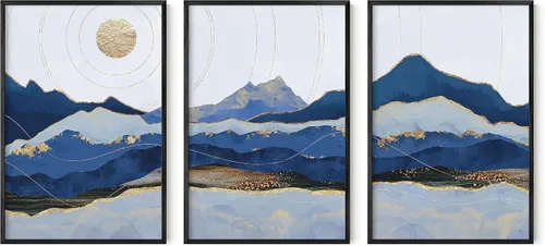Miniatura 24 de HAUS AND HUES Arte de pared bohemia moderna de mediados de siglo - Arte boho, neutro, decoración de pared con sol (Marco negro, 12x16)