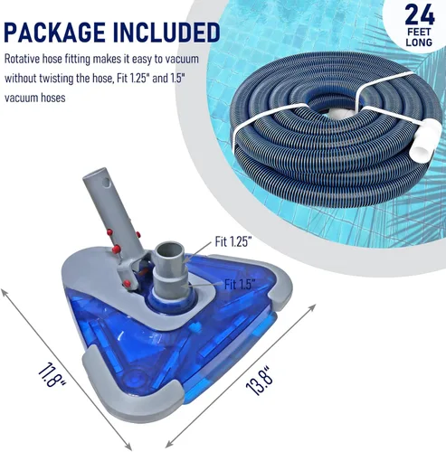 Miniatura 2 de POOLWHALE Mangueras profesionales de vacío de piscina de 1-1/2 pulgadas x 24 pies con puño giratorio y cabezal de vacío flexible