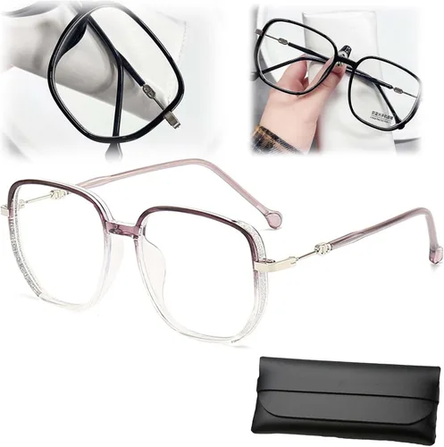 Miniatura 9 de Lentes de lectura portátiles a la moda para mujer, anti luz azul, cuadrados, con bloqueo de luz azul, portátiles ultraligeros (negro, 0)