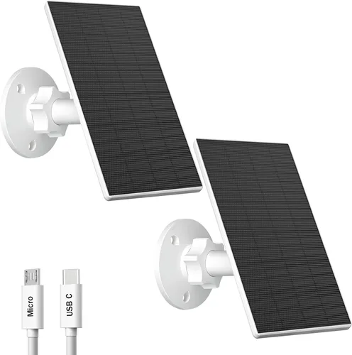 Miniatura 10 de Zivif Panel solar de 2 W para cámaras de seguridad, cargador solar con puerto micro USB y USB-C para cámara de seguridad de batería recargable