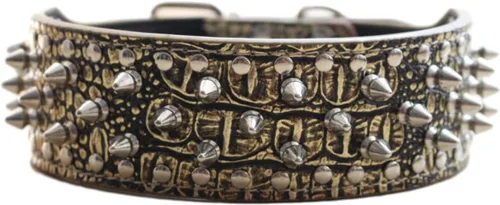 Miniatura 8 de Collar de cuero para perro, collar de perro con pinchos y tachuelas para perros medianos y grandes Pit Bull Mastiff Bully Boxer (S, rosa intenso)