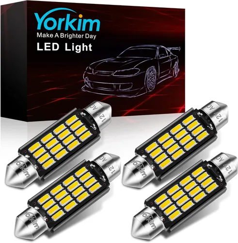 Miniatura 12 de Yorkim Bombilla LED De3175 de 1.102 in, color blanco, súper brillante, 1.102 in, 1.142 in, sin errores, CANBUS 6-SMD 2835 Chipsets para luces