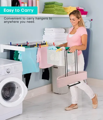 Miniatura 4 de Soporte apilador de almacenamiento, soporta hasta 110 perchas de alambre para ropa de lavandería, armario, ahorro de espacio, organizador portátil