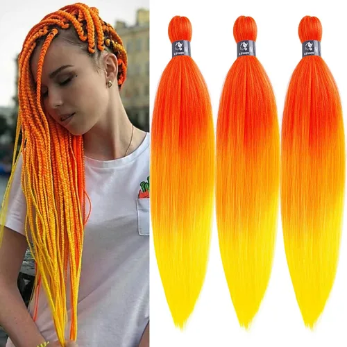 Miniatura 14 de pelo trenzado preestirado marrón, pelo trenzado Kanekalo, pelo trenzado preestirado de 26 pulgadas, 6 paquetes plegados, textura Yaki, extensiones