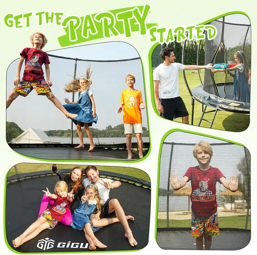 Miniatura 8 de Gigu 10FT 12FT 14FT 15FT 16FT Recreational Trampolines with Enclosure Net and Ladder and Anti-Rust Coating, ASTM Approved Trampoline Outdoor for