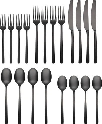 Miniatura 2 de Cambridge Beacon Black Satin - Juego de cubiertos de 20 piezas, acero inoxidable 18/0, apto para lavavajillas, utensilios de cocina, cuchillos