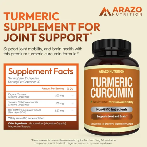 Miniatura 2 de Cúrcuma Curcumina con Bioperine 1300 mg con Black Pepper – Cápsulas de apoyo conjunto Suplementos nutricionales – 100% Herbal Tumeric Root