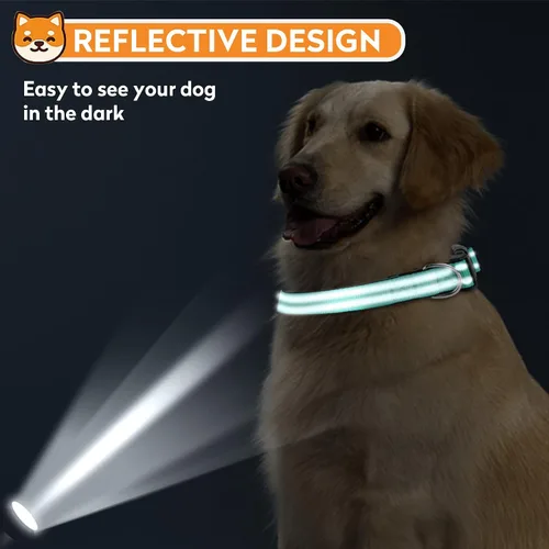 Miniatura 6 de Collar reflectante para perro, ajustable de neopreno suave acolchado de nailon para mascotas con hebilla para perros extra grandes, verde azulado