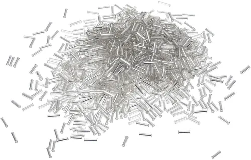 Miniatura 12 de uxcell 1200 cuentas de corneta, cuentas espaciadoras de tubo negro de 0.268 x 0.071 in, cuentas de vidrio forradas para hacer joyas, pulseras
