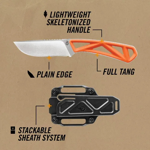 Miniatura 2 de Gerber Gear EXO-MOD Cuchillo de caza fijo de punta de caída, naranja (31-003915)