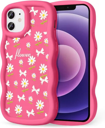 Miniatura 293 de Compatible con iPhone SE/8/7 Funda para Mujeres y Niñas, Marco Ondulado Rizado con Patrón Lindo, Estética Delgada Suave Silicona TPU Parachoques
