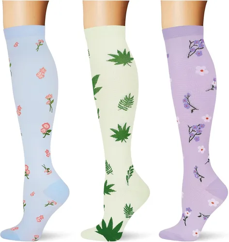 Miniatura 31 de (3 pares) Calcetines de compresión 20-30 mmHg, calcetines largos hasta la rodilla para mujeres y hombres, soporte atlético, para viajes y uso diario