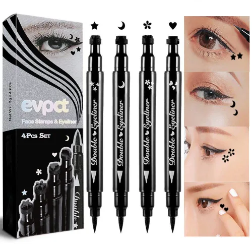 Miniatura 13 de evpct 1 Pieza Sello de Delineadores de Ojos Alados Color Negro, Sellos Faciales de Lunas Negras Maquillaje Delineador de Ojos Juego de Herramientas