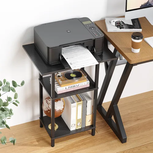 Miniatura 7 de Asgolion - Mesa auxiliar alta con estación de carga, mesita de noche delgada con puertos USB y tomas de corriente, mesa lateral estrecha de 3 Negro