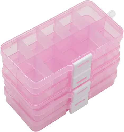Miniatura 7 de Yansanido 4 piezas, 10 rejillas de 5 x 2.5 pulgadas, organizador ajustable pequeño extraíble de plástico con divisor, caja de almacenamiento