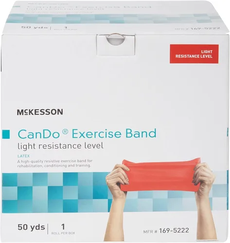 Miniatura 9 de McKesson Can Do - Banda de resistencia para ejercicio, bandas de entrenamiento para terapia física, color rojo, resistencia a la luz, 5 pulgadas x