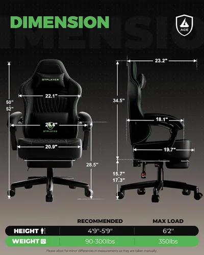 Miniatura 2 de GTPLAYER Silla de juegos para adultos, sillas ergonómicas de videojuegos, reposapiés y reposabrazos de acoplamiento, silla reclinable de respaldo