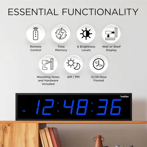Miniatura 6 de Ivation, 0136BLU, enorme reloj digital LED, dispositivo electrónico de referencia