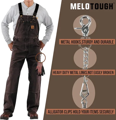Miniatura 2 de MELOTOUGH Pinza de guante de metal para guantes de trabajo, clips de guantes de acero resistente para tácticas, esquí, campamento, actividades al
