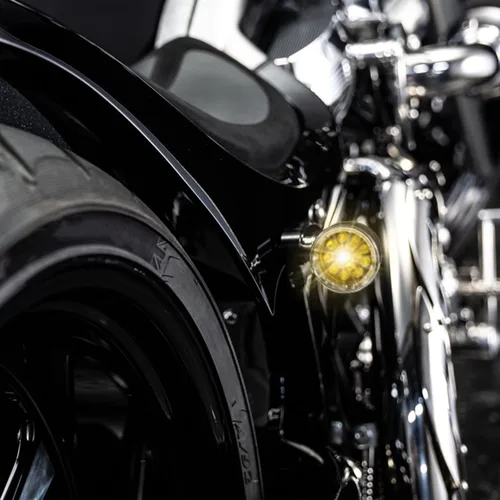 Miniatura 7 de DREAMIZER 2 piezas de luces intermitentes para motocicleta con 15 LEDs, cromadas, tipo bala, lámparas indicadoras delanteras y traseras, compatibles