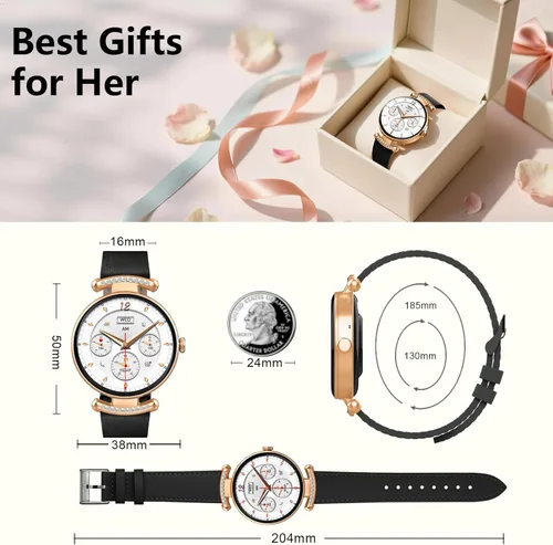 Miniatura 6 de Relojes inteligentes para mujer, Android IOS, pantalla AMOLED ultra clara de 1.2 pulgadas, rastreadores de actividad física con llamada Bluetooth