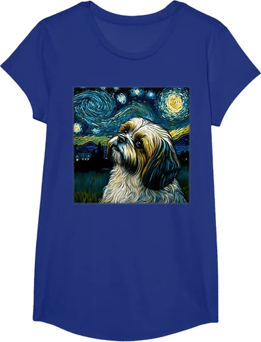 Miniatura 61 de Camiseta Surrealism Starry Night Shih Tzu Dog